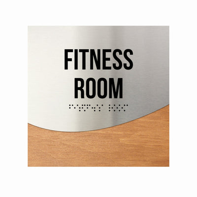 Door Signs - Fitness Room Signs - Stainless Steel & Wood "Jure" Design