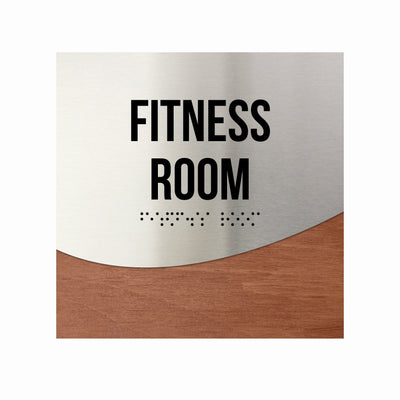 Door Signs - Fitness Room Signs - Stainless Steel & Wood "Jure" Design