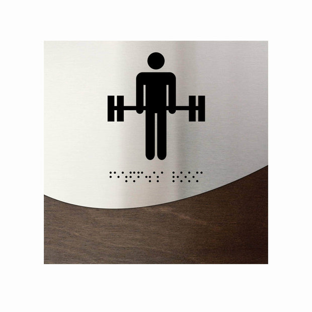 Information Signs - Fitness Room Signs Stainless Steel & Wood "Jure" Design