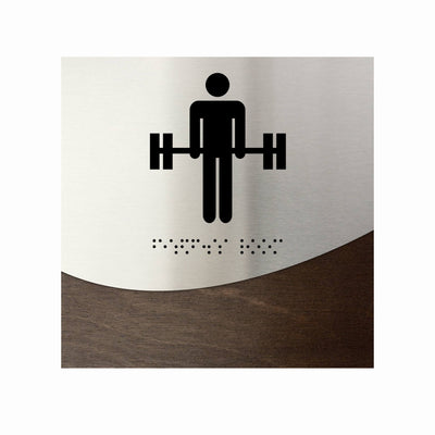 Information Signs - Fitness Room Signs Stainless Steel & Wood "Jure" Design