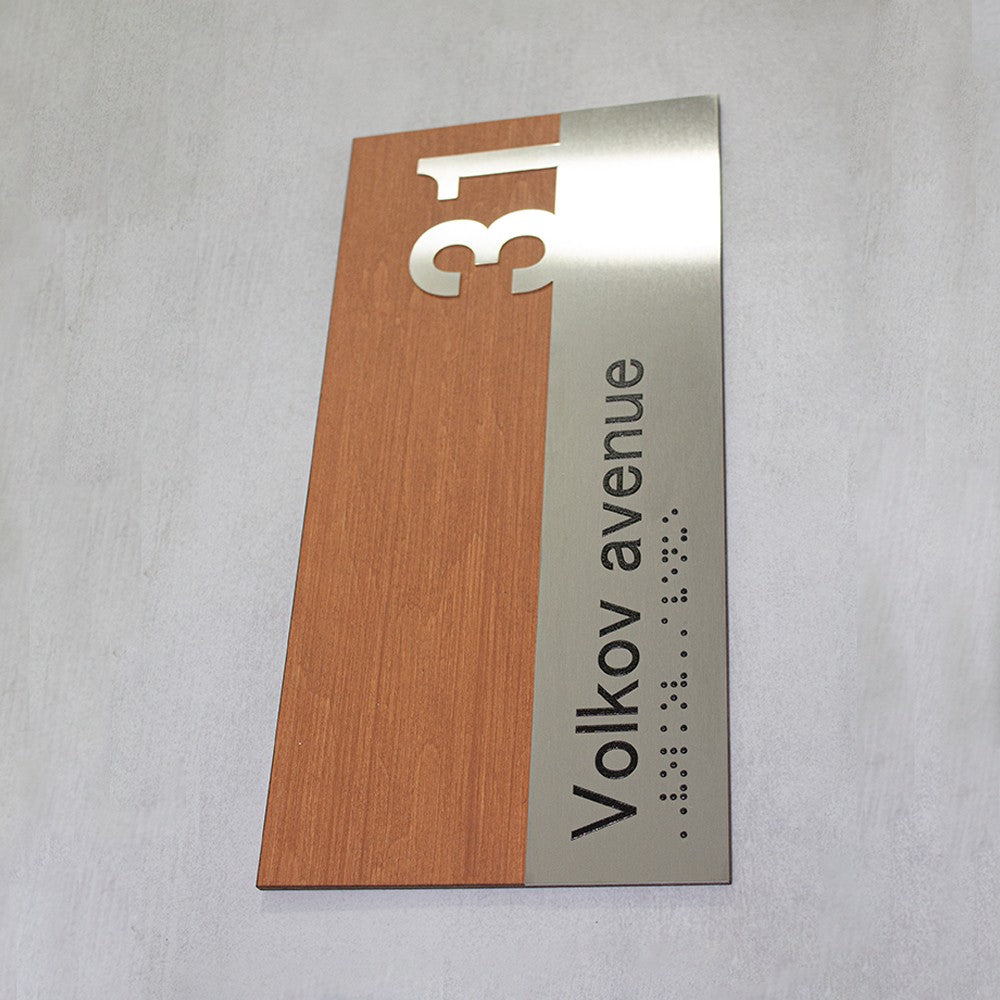 Door Numbers - Door Number - Wood & Stainless Steel Dekor Room Sign