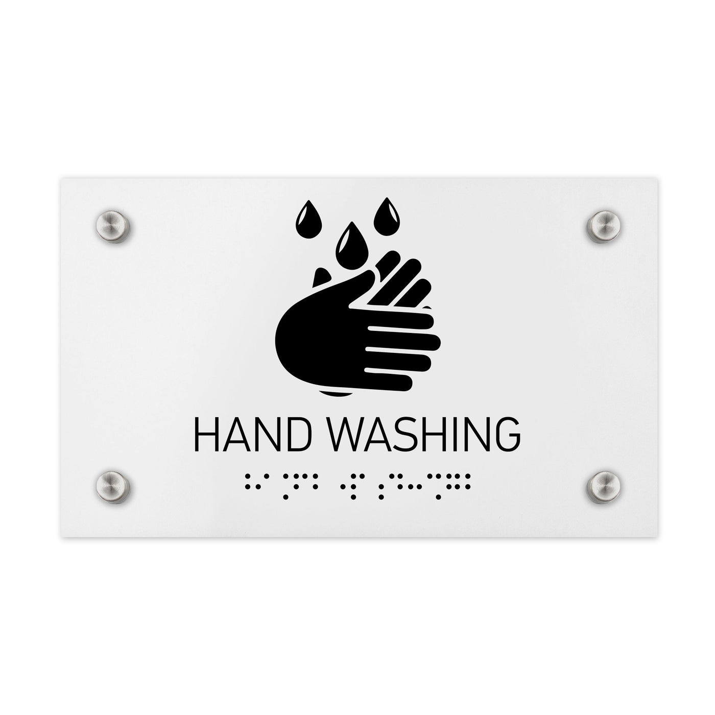 Information Signs - Hand Washing Sign Braille - White Acrylic