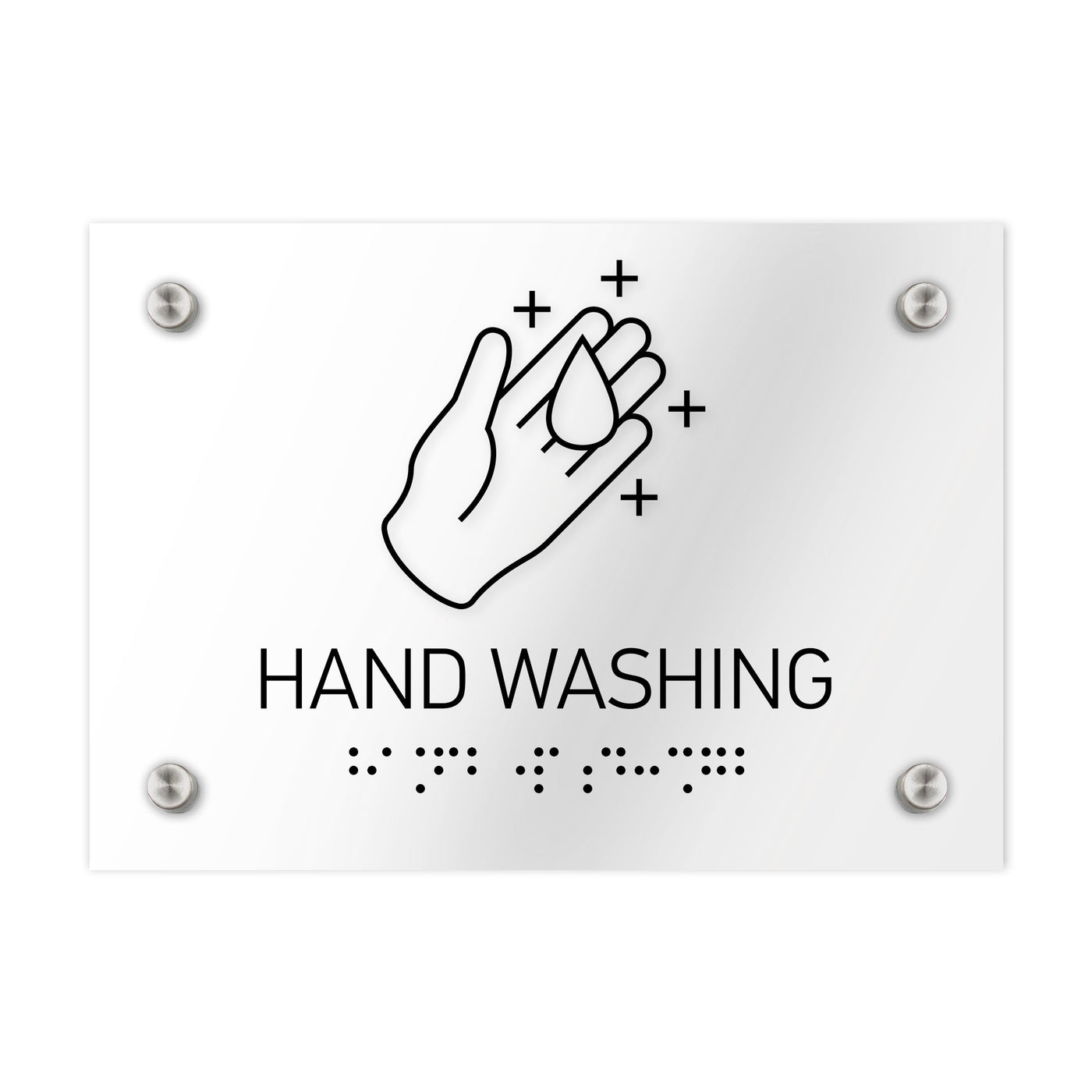 Information Signs - Hand Washing Sign Braille - Clear Acrylic