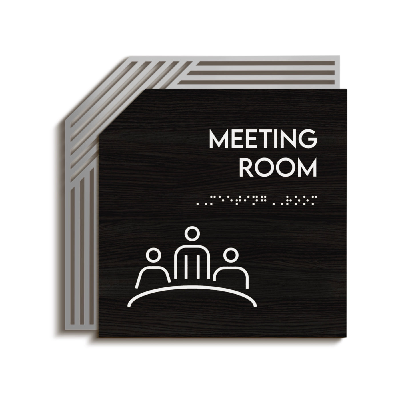 Табличка для переговорных "Meeting room": Нержавеющая сталь и дерево — «Authentic» дизайн