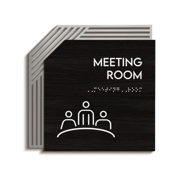Табличка для переговорных "Meeting room": Нержавеющая сталь и дерево — «Authentic» дизайн - Photo #1