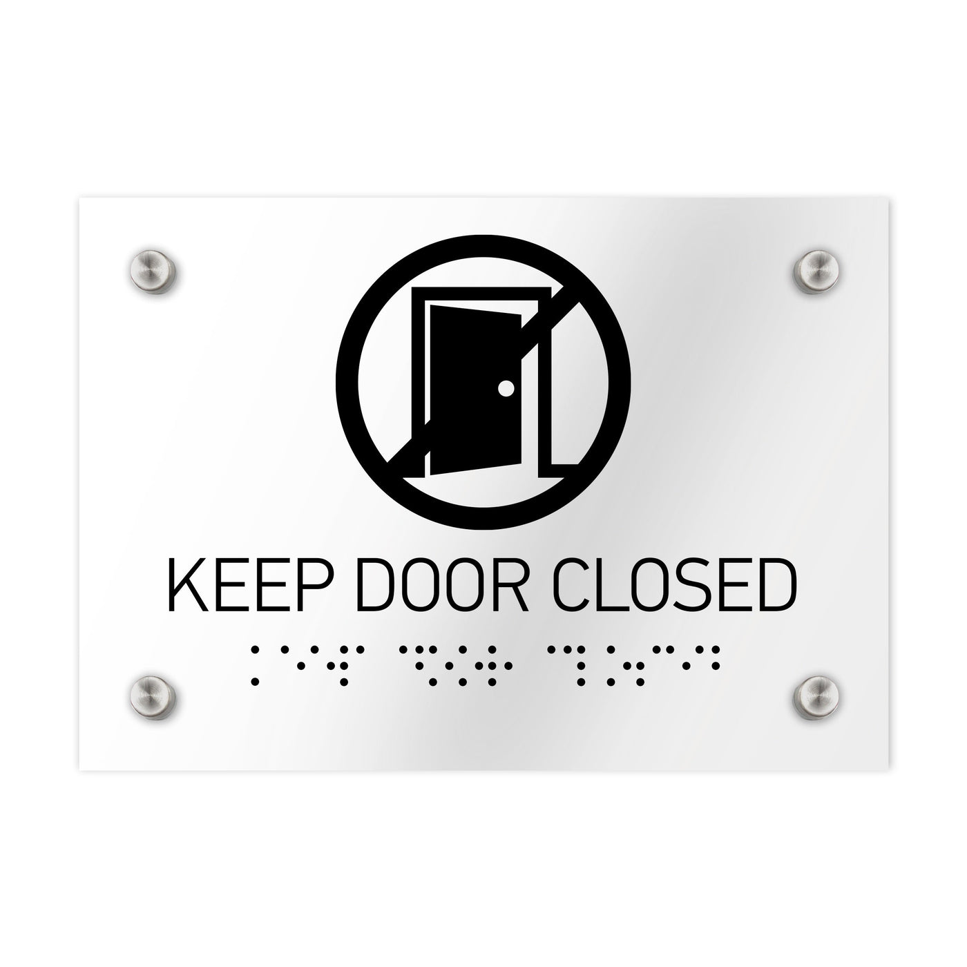 Information Signs - Keep Door Closed Sign Braille - Clear Acrylic