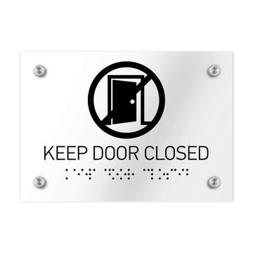 Information Signs - Keep Door Closed Sign Braille - Clear Acrylic - Photo #3