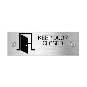 Information Signs - Keep Door Closed Sign With Braille - Stainless Steel - Photo #3