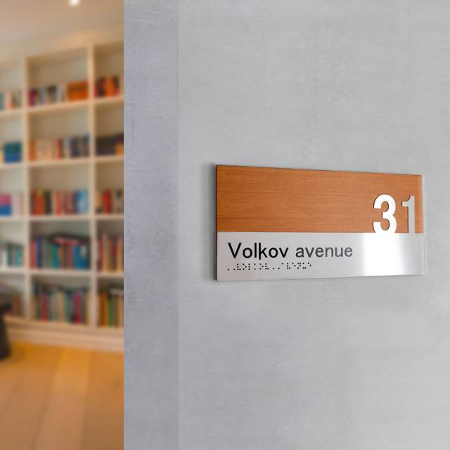 Door Numbers - Door Number - Wood & Stainless Steel Dekor Room Sign