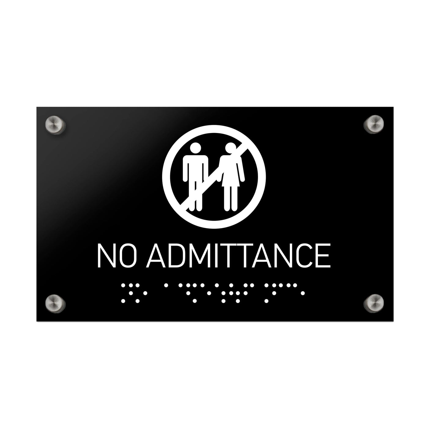 Information Signs - No Admittance Sign Braille - Black Acrylic