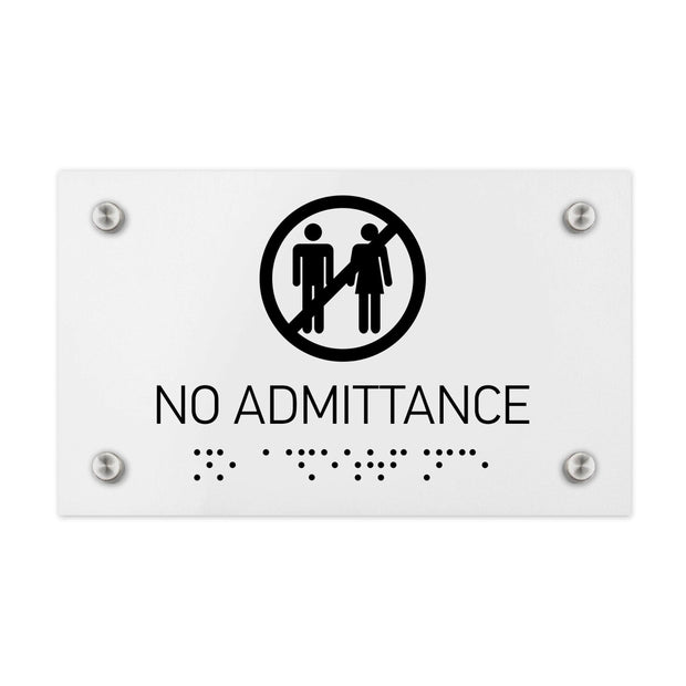 Information Signs - No Admittance Sign Braille - White Acrylic