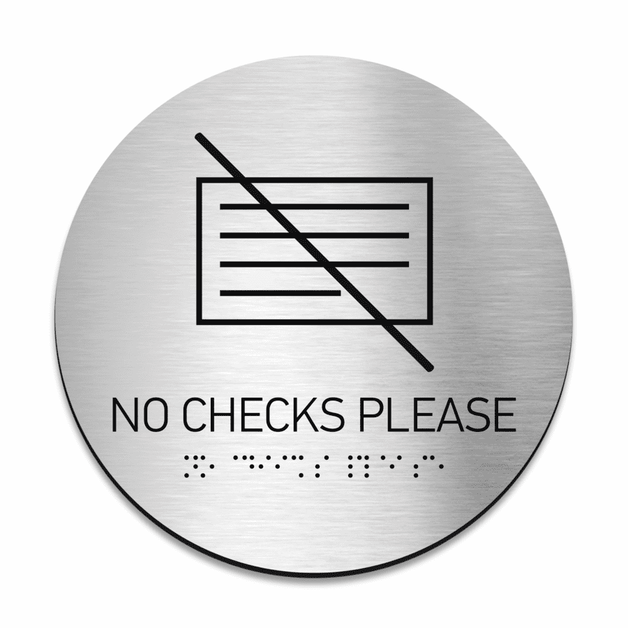 Information Signs - No Checks Please Sign - Steel Sign