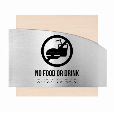 Information Signs - Wooden No Food Or Drink Sing "Wave" Design