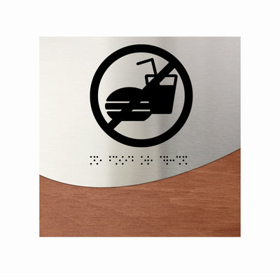 Information Signs - No Food Or Drink Sign Steel & Wood "Jure" Design