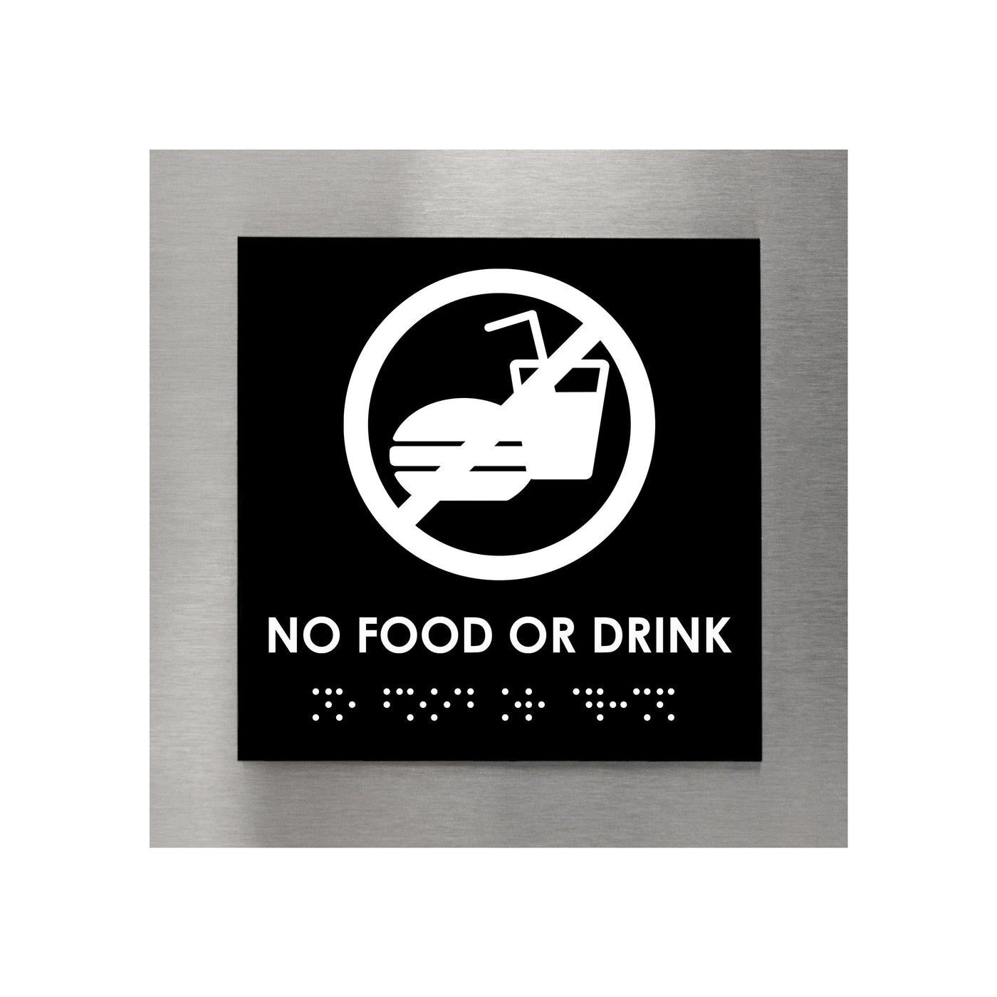 Information Signs - No Food Or Drink Sign Steel "Modern" Design