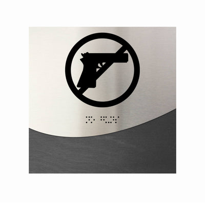 Information Signs - No Guns Sign Wood & Steel "Jure" Design