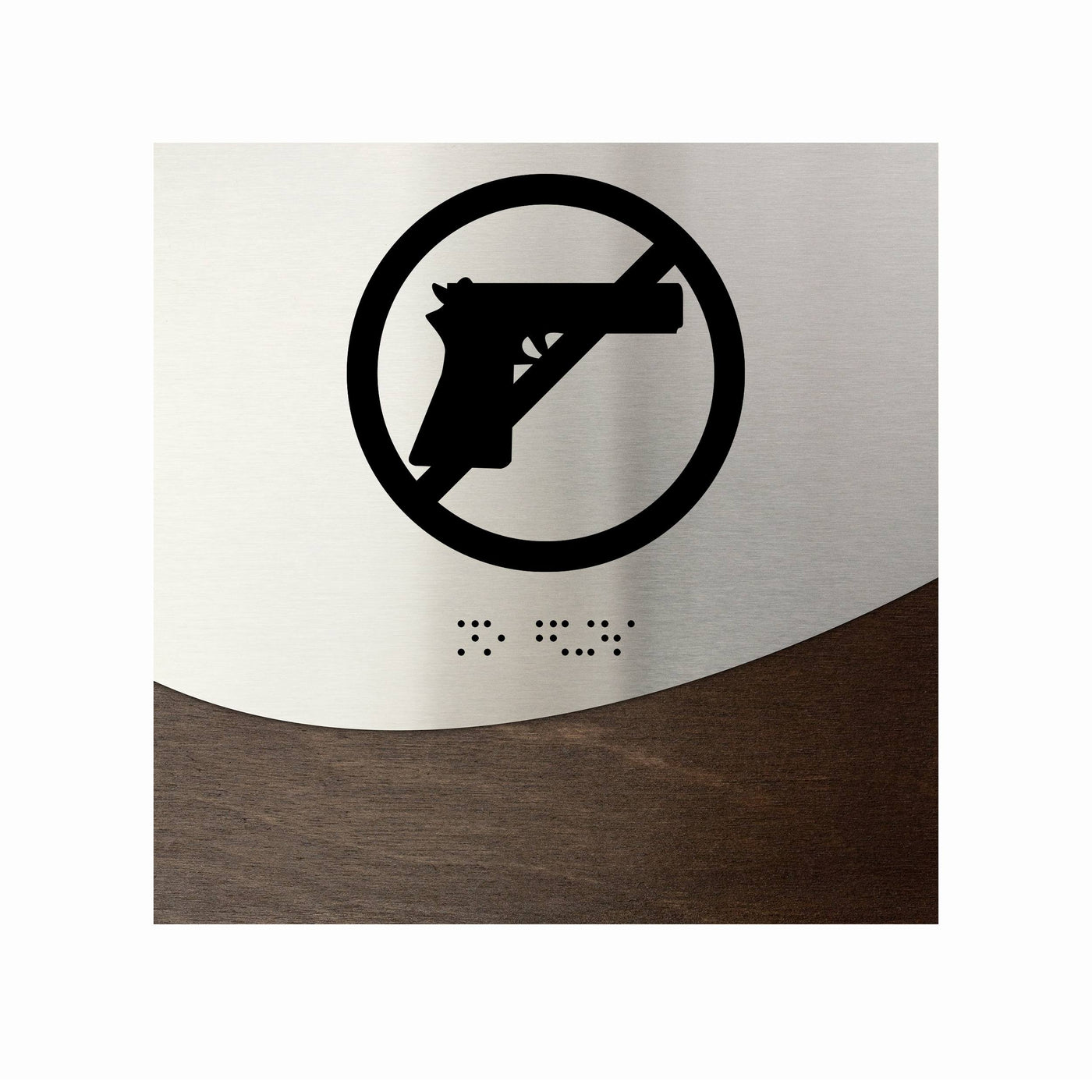 Information Signs - No Guns Sign Wood & Steel "Jure" Design