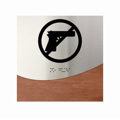 Information Signs - No Guns Sign Wood & Steel "Jure" Design