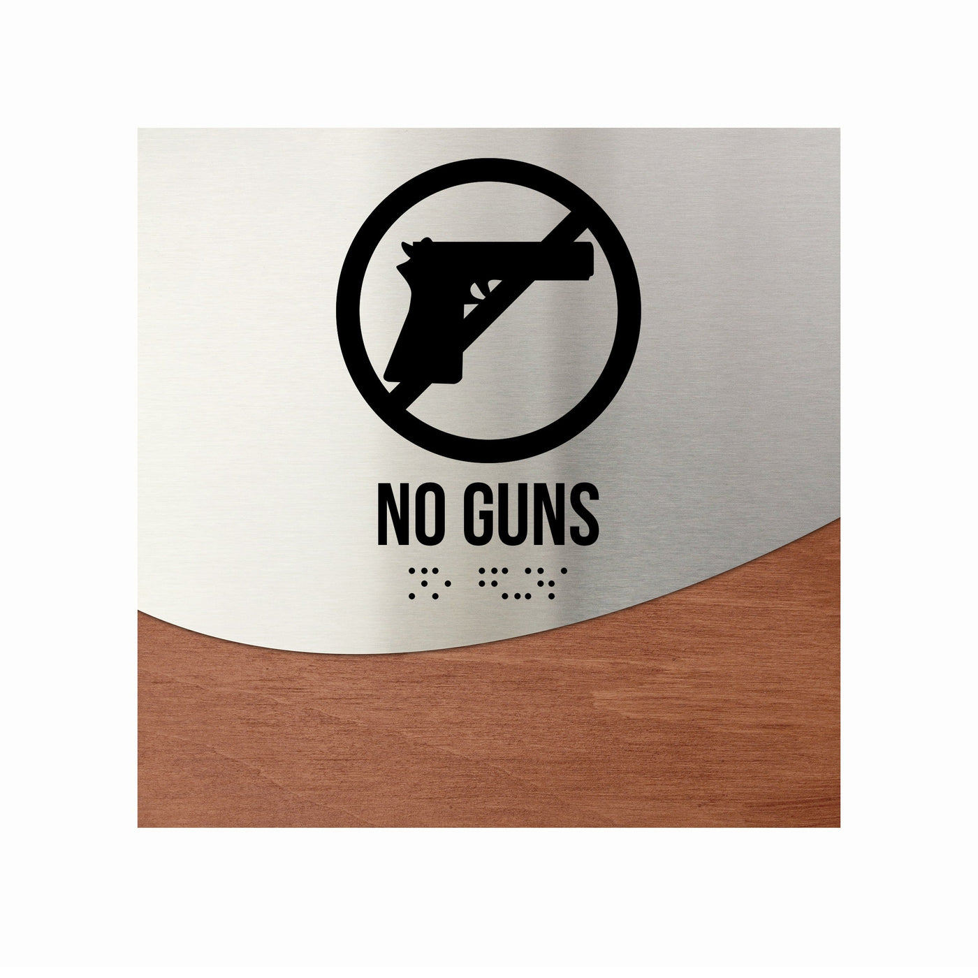 Door Signs - No Guns Sign Steel & Wood "Jure" Design