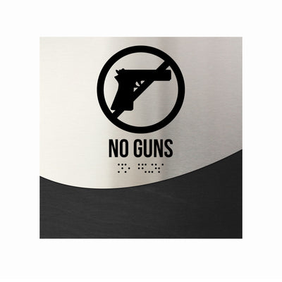 Door Signs - No Guns Sign Steel & Wood "Jure" Design