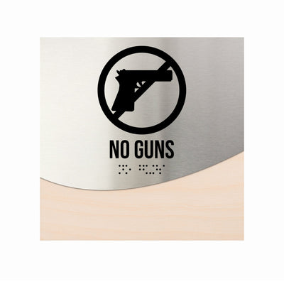 Door Signs - No Guns Sign Steel & Wood "Jure" Design