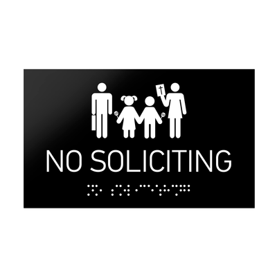 Information Signs - No Soliciting Sign Braille - Black Acrylic