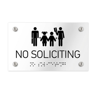 Information Signs - No Soliciting Sign Braille - Clear Acrylic