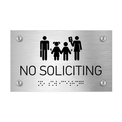 Information Signs - No Soliciting Sign Braille - Stainless Steel