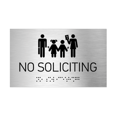 Information Signs - No Soliciting Sign Braille - Stainless Steel