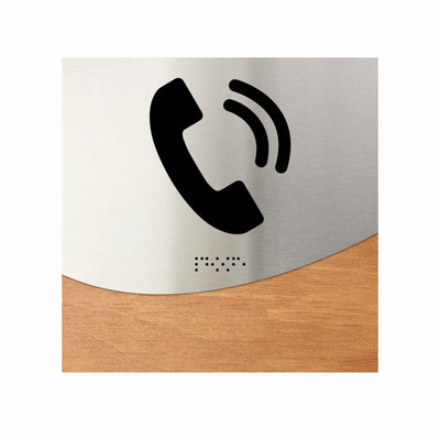 Door Signs - Phone Sign - Wood & Stainless Steel Door Plate "Jure" Design