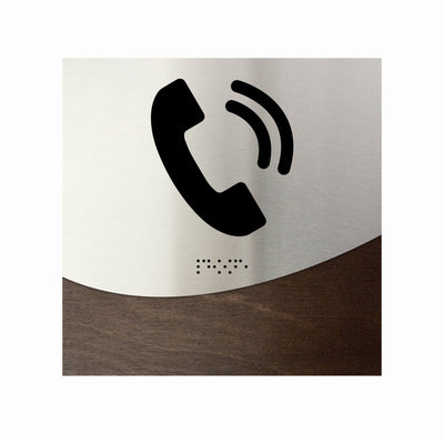 Door Signs - Phone Sign - Wood & Stainless Steel Door Plate "Jure" Design