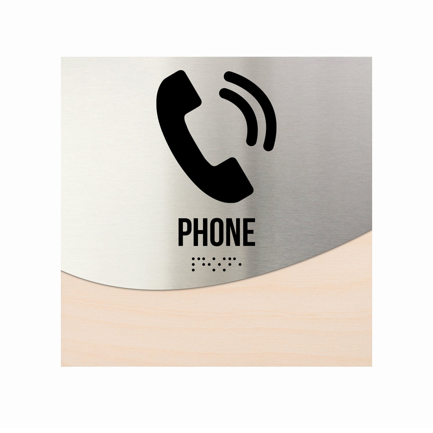 Door Signs - Phone Sign - Stainless Steel & Wood Door Plate "Jure" Design