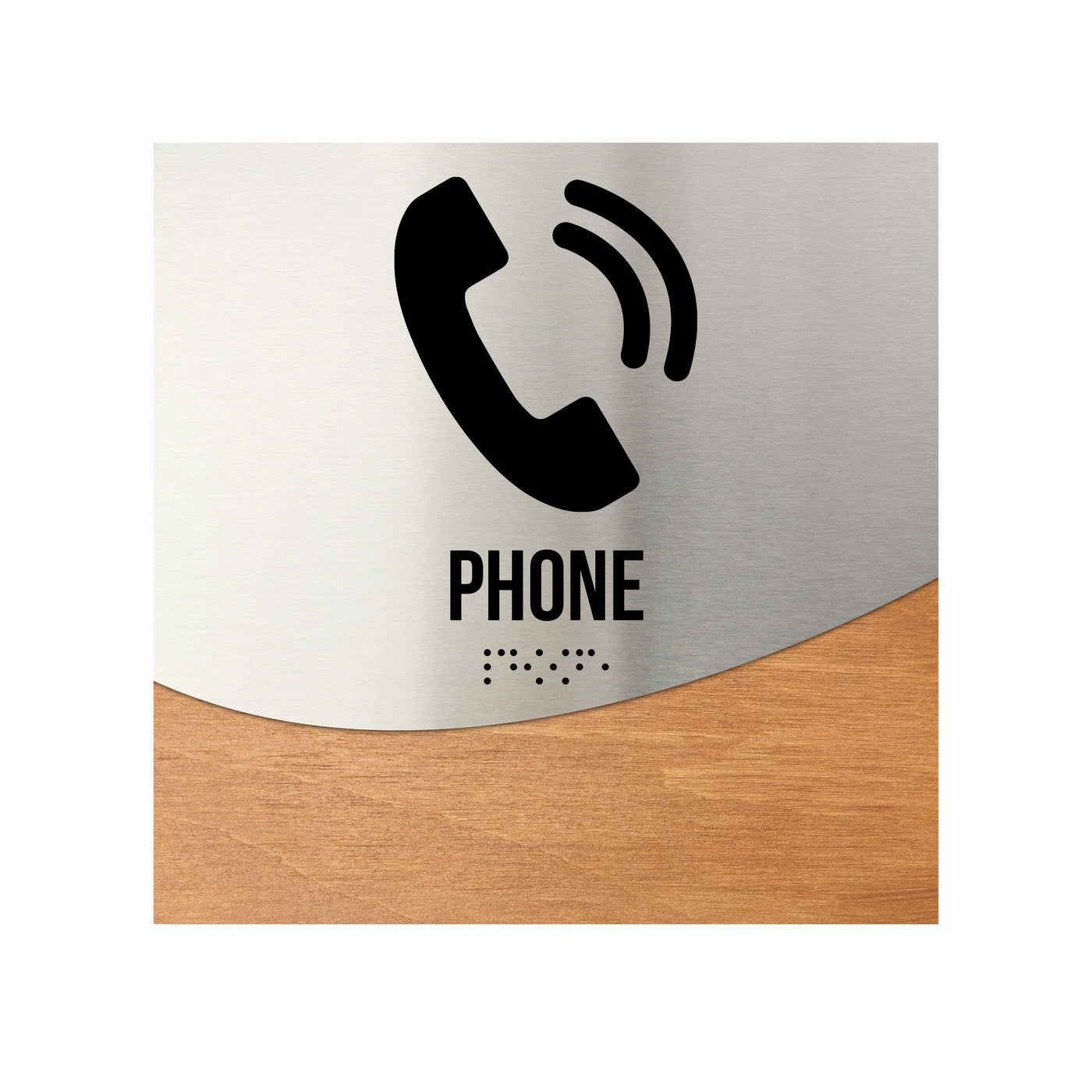 Door Signs - Phone Sign - Stainless Steel & Wood Door Plate "Jure" Design