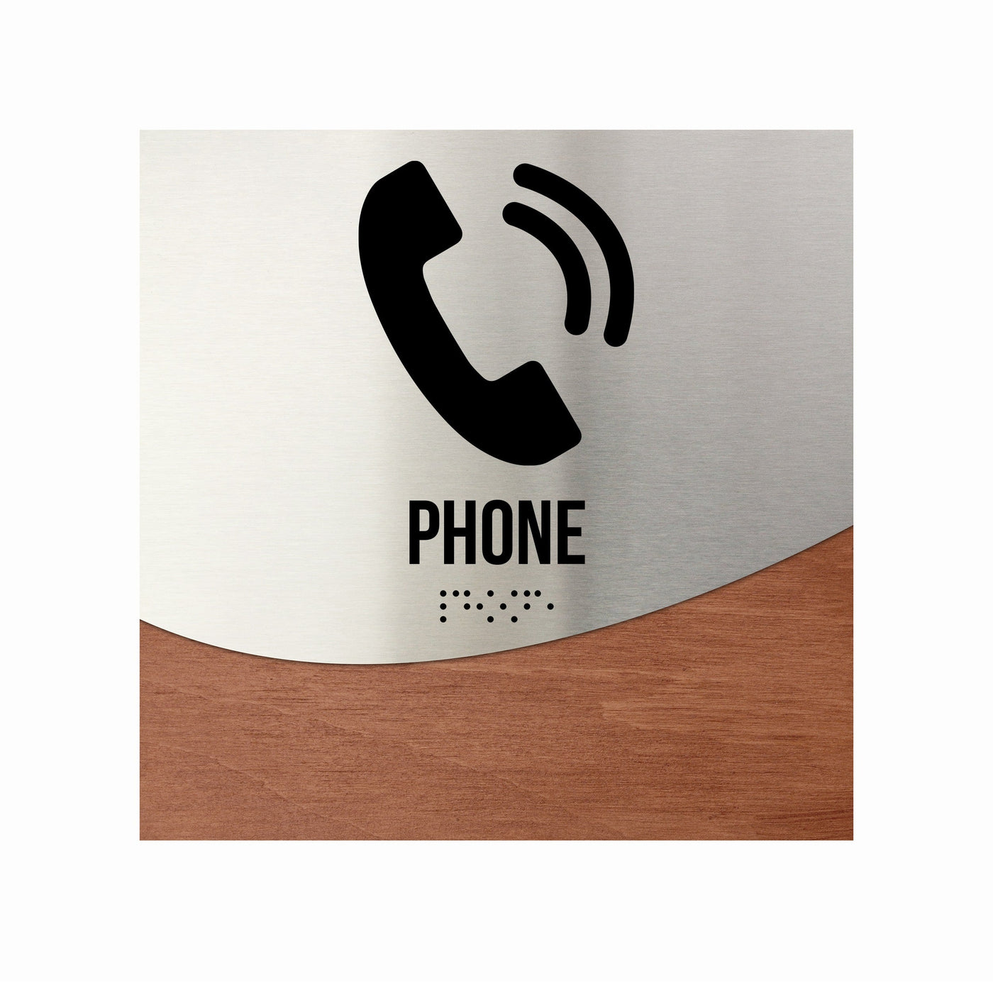 Door Signs - Phone Sign - Stainless Steel & Wood Door Plate "Jure" Design