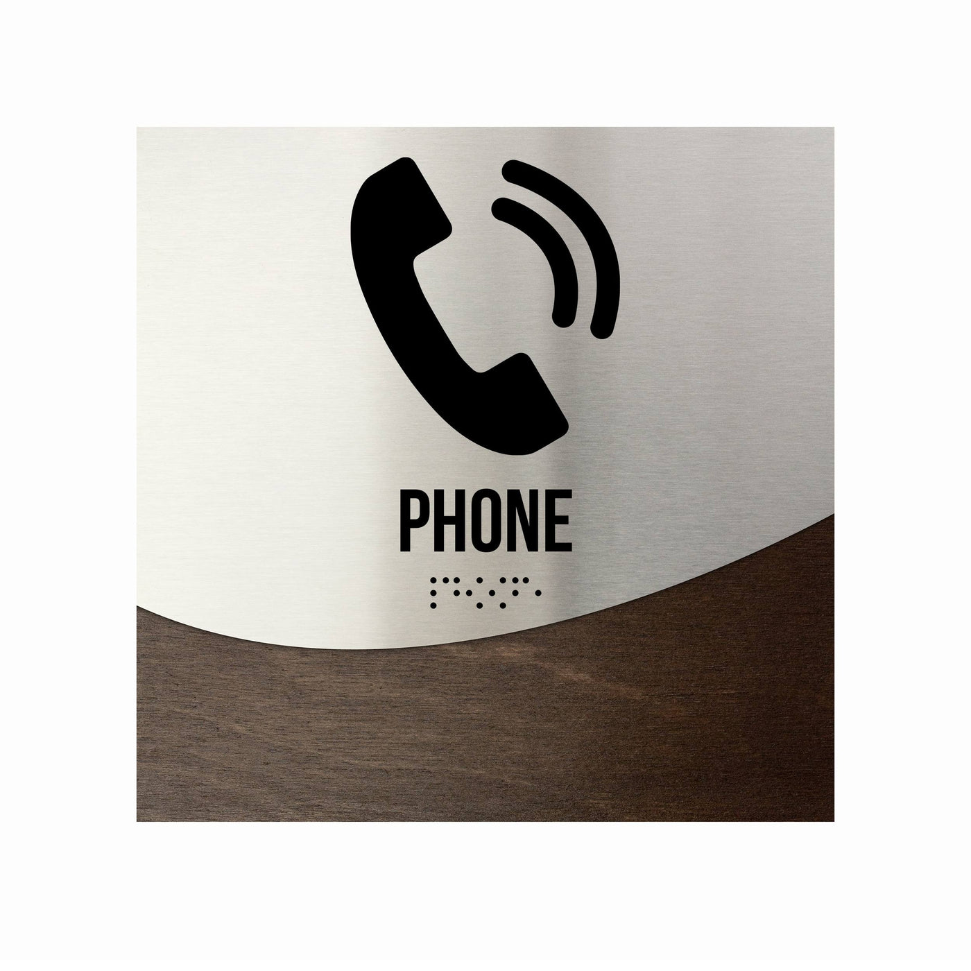 Door Signs - Phone Sign - Stainless Steel & Wood Door Plate "Jure" Design