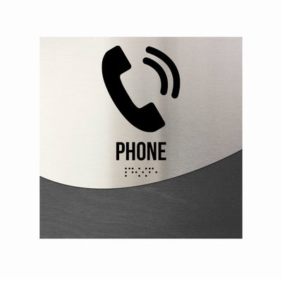 Door Signs - Phone Sign - Stainless Steel & Wood Door Plate "Jure" Design