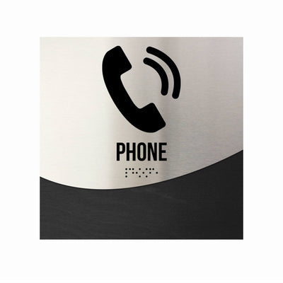 Door Signs - Phone Sign - Stainless Steel & Wood Door Plate "Jure" Design