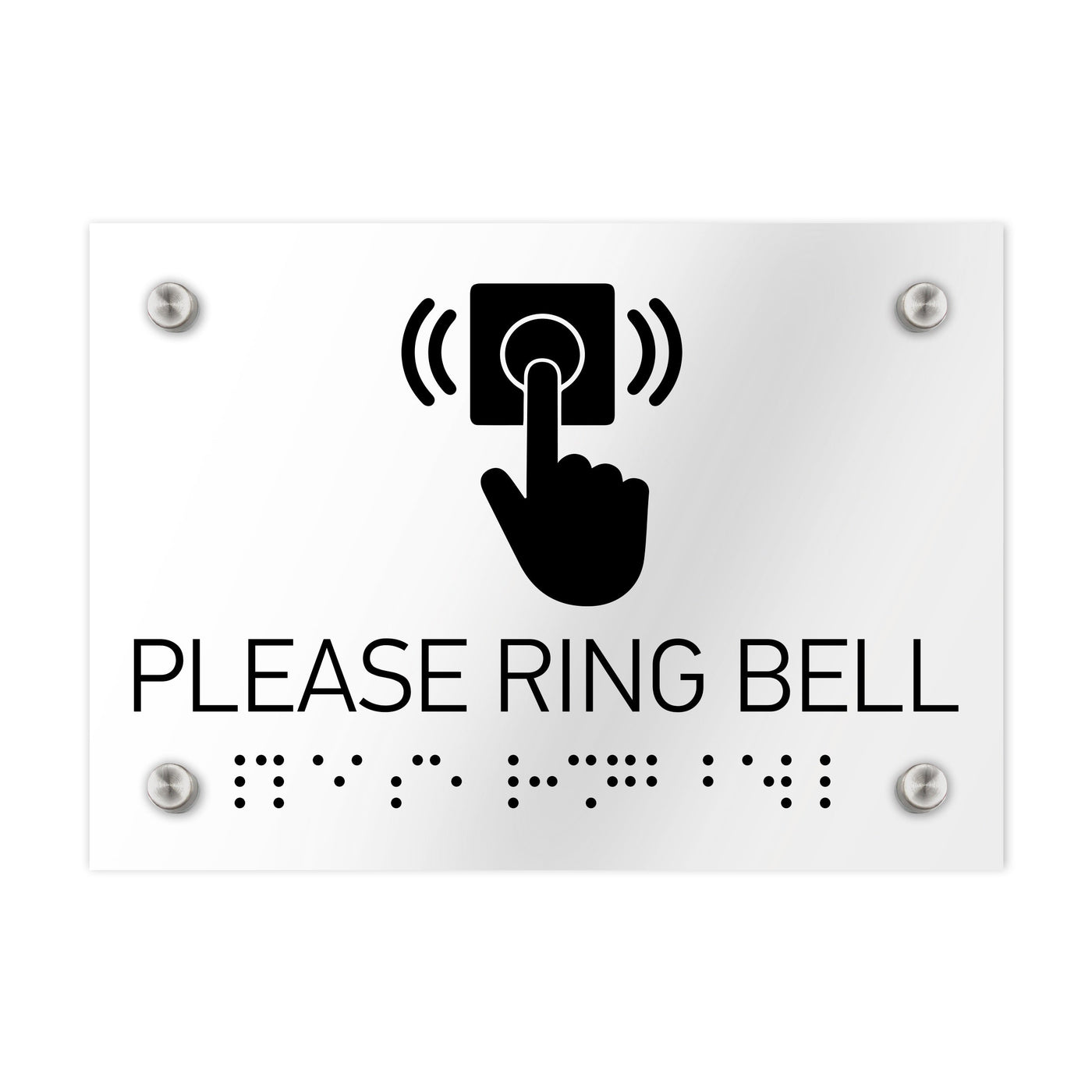 Information Signs - Please Ring Bell Sign Braille - Clear Acrylic