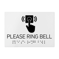 Information Signs - Please Ring Bell Sign Braille - White Acrylic - Photo #2