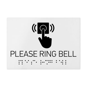 Information Signs - Please Ring Bell Sign Braille - White Acrylic - Photo #2