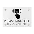 Information Signs - Please Ring Bell Sign Braille - White Acrylic - Photo #1