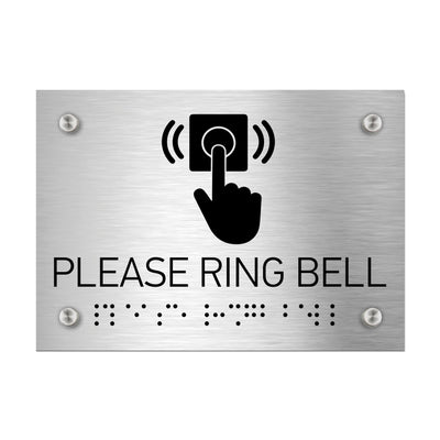 Information Signs - Please Ring Bell Sign Braille - Stainless Steel