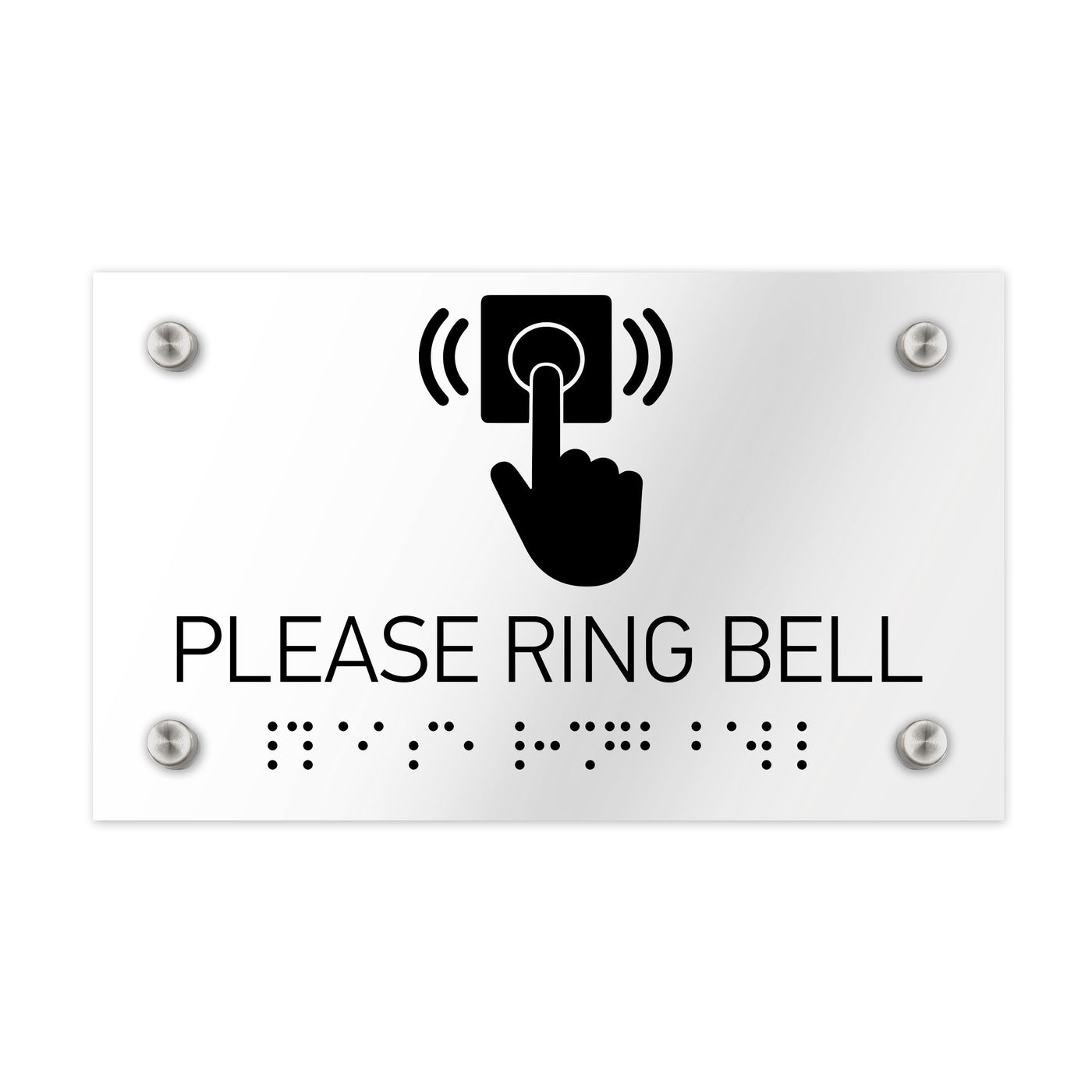 Information Signs - Please Ring Bell Sign Braille - Clear Acrylic