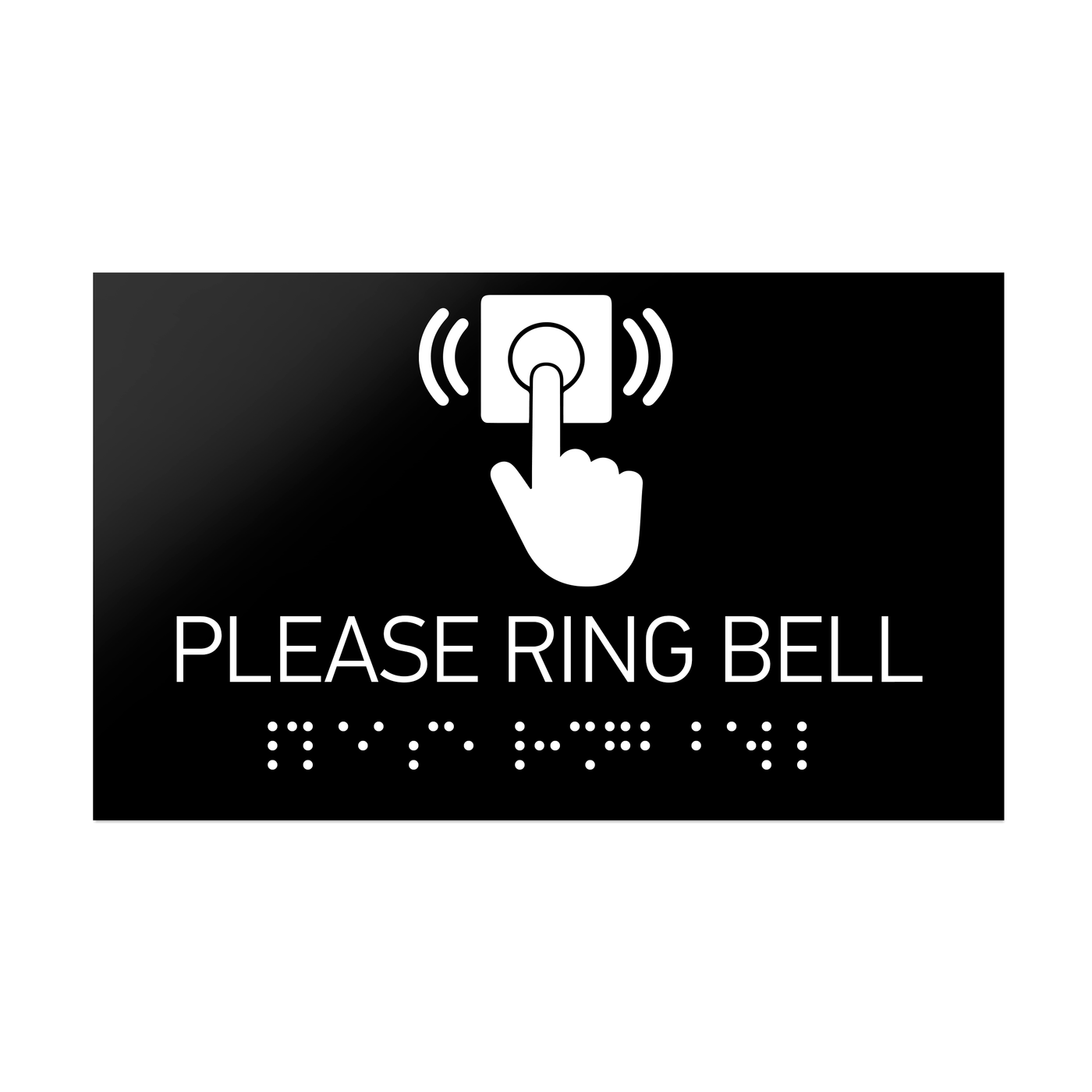 Information Signs - Please Ring Bell Sign Braille - Black Acrylic