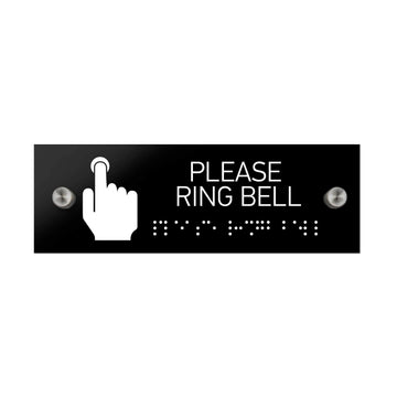 Information Signs - Please Ring Bell Sign With Braille - Black Acrylic - Photo #3