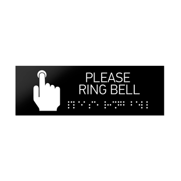 Information Signs - Please Ring Bell Sign With Braille - Black Acrylic - Photo #2