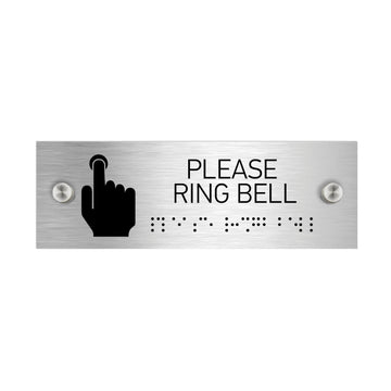 Information Signs - Please Ring Bell Sign With Braille - Stainless Steel - Photo #3