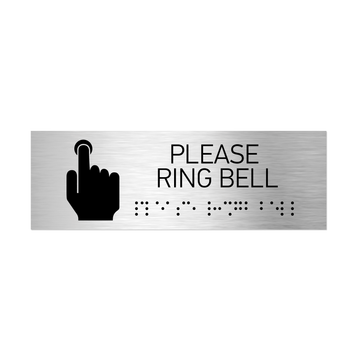 Information Signs - Please Ring Bell Sign With Braille - Stainless Steel - Photo #2