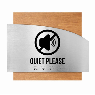 Information Signs - Quiet Please Sing Wood "Wave" Design