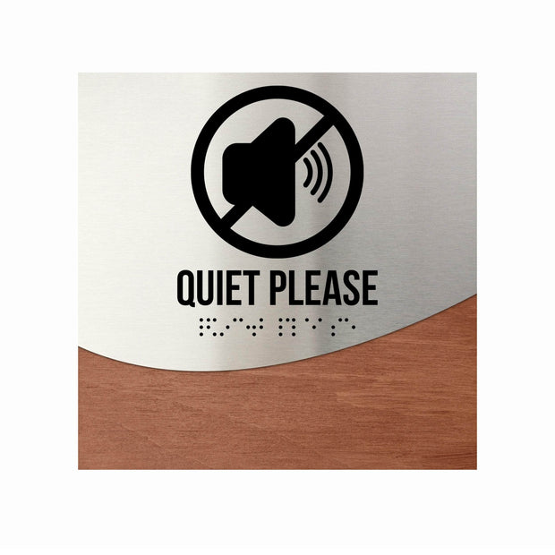 Information Signs - Quiet Please Sign Steel & Wood "Jure" Design